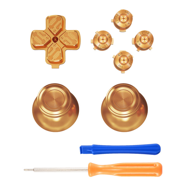TOMSIN Gold Metal Bullet Thumbsticks & Action Bullet Buttons Set for PS5 Controller