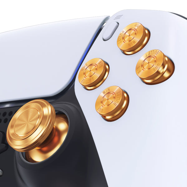 TOMSIN Gold Metal Bullet Thumbsticks & Action Bullet Buttons Set for PS5 Controller