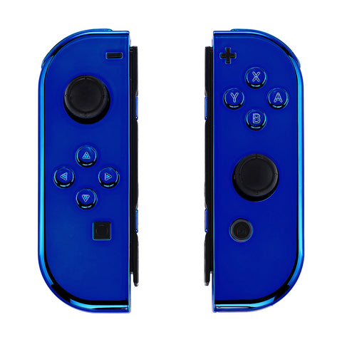 eXtremeRate Chrome Blue Handheld Controller Housing With Full Set Buttons DIY Replacement Shell Case for NS Switch JoyCon & OLED JoyCon - Console Shell NOT Included - CD404