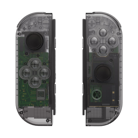 eXtremeRate Clear Black Joycon Handheld Controller Housing with Full Set Buttons, DIY Replacement Shell Case for NS Switch JoyCon & OLED JoyCon - Joycon and Console NOT Included - CM510