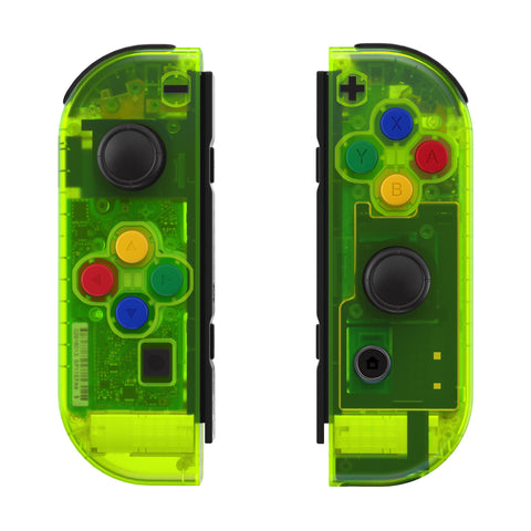 eXtremeRate Clear Lime Green Joycon Handheld Controller Housing with Full Set Buttons, DIY Replacement Shell Case for NS Switch JoyCon & OLED JoyCon - Joycon and Console NOT Included - CM511