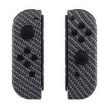 eXtremeRate Soft Touch Grip Black Silver Carbon Fiber Handheld Controller Housing With Full Set Buttons DIY Replacement Shell Case for NS Switch JoyCon & OLED JoyCon - Console Shell NOT Included - CS202