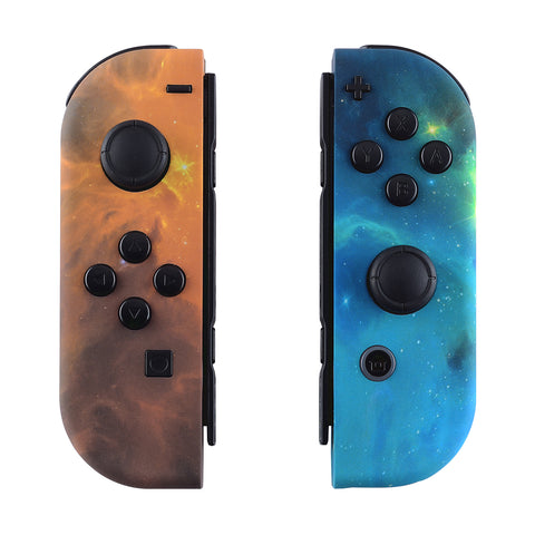 eXtremeRate Soft Touch Grip Gold Star Universe Handheld Controller Housing With Full Set Buttons DIY Replacement Shell Case for NS Switch JoyCon & OLED JoyCon - Console Shell NOT Included - CT102