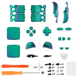 eXtremeRate Chameleon Green Purple Replacement Full Set Buttons for Steam Deck LCD - JESDP006