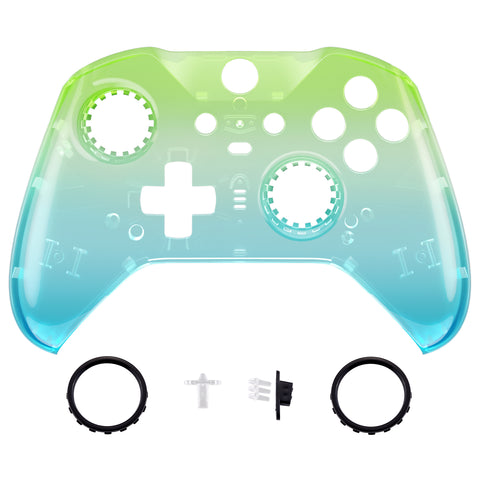 eXtremeRate Replacement Front Housing Shell Case for Xbox One Elite Series 2 & Elite 2 Core Controller (Model 1797) - Gradient Translucent Green Blue - ELP336