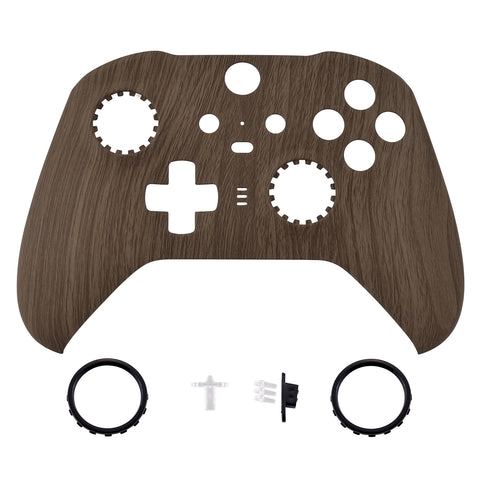 eXtremeRate Replacement Front Housing Shell Case for Xbox One Elite Series 2 & Elite 2 Core Controller (Model 1797) - Wood Grain - ELS201