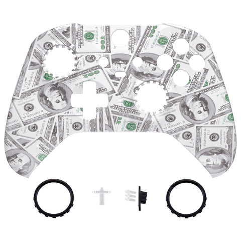 eXtremeRate Replacement Front Housing Shell Case for Xbox One Elite Series 2 & Elite 2 Core Controller (Model 1797) - The $100 Cash Money - ELS210