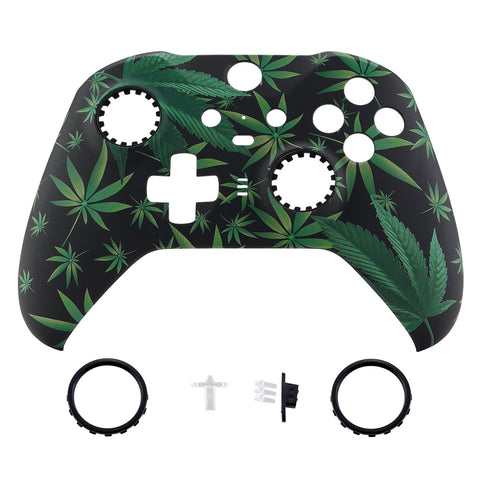 eXtremeRate Replacement Front Housing Shell Case for Xbox One Elite Series 2 & Elite 2 Core Controller (Model 1797) - Green Weeds - ELT111