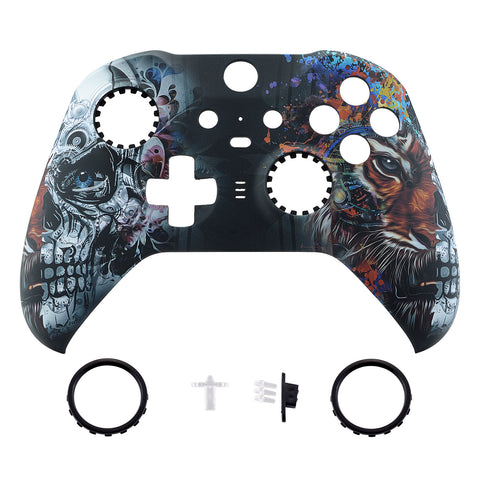 eXtremeRate Replacement Front Housing Shell Case for Xbox One Elite Series 2 & Elite 2 Core Controller (Model 1797) - Tiger Skull - ELT113