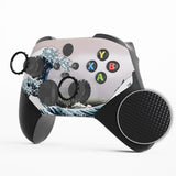 eXtremeRate The Great Wave ASR Version Performance Rubberized Grip Front Housing Shell  with Accent Rings for Xbox Series X/S Controller - FX3C1002