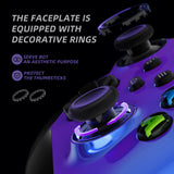 eXtremeRate Chameleon Purple Blue ASR Version Performance Rubberized Grip Front Housing Shell  with Accent Rings for Xbox Series X/S Controller - FX3C3002