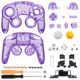 eXtremeRate Clear Atomic Purple Replacement Faceplate Backplate with Buttons for Nintendo GameCube Controller - GCNM5001