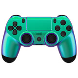 eXtremeRate Chameleon Green Purple Replacement Faceplate Touchpad, Redesigned Soft Touch Housing Shell Touch Pad Compatible with PS4 Slim Pro Controller JDM-040/050/055 - Controller NOT Included - GHP4P001