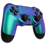 eXtremeRate Chameleon Green Purple Replacement Faceplate Touchpad, Redesigned Soft Touch Housing Shell Touch Pad Compatible with PS4 Slim Pro Controller JDM-040/050/055 - Controller NOT Included - GHP4P001