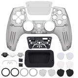 eXtremeRate LUNA Redesigned Clear Black Front Shell Touchpad Compatible with ps5 Controller BDM-010/020/030/040, DIY Replacement Housing Custom Touch Pad Cover Compatible with ps5 Controller - GHPFM003