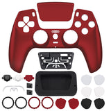 eXtremeRate LUNA Redesigned Scarlet Red Soft Touch Front Shell Touchpad Compatible with ps5 Controller BDM-010/020/030/040, DIY Replacement Housing Custom Touch Pad Cover Compatible with ps5 Controller - GHPFP002