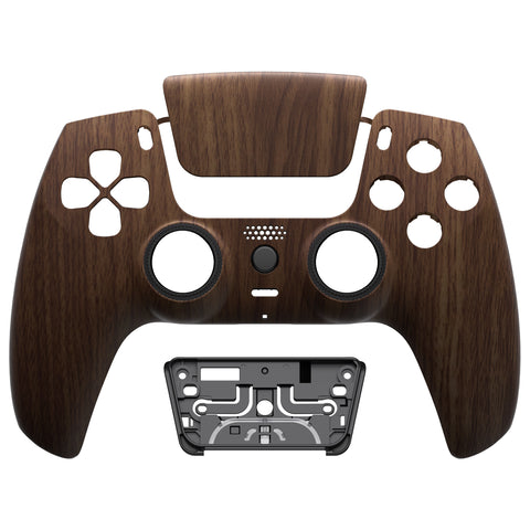 eXtremeRate LUNA Redesigned Wood Grain Front Shell Touchpad Compatible with ps5 Controller BDM-010/020/030/040/050/060, DIY Replacement Housing Custom Touch Pad Cover Compatible with ps5 Controller - GHPFS002G4