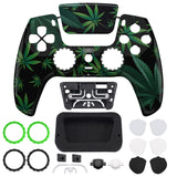 eXtremeRate LUNA Redesigned Green Weeds Front Shell Touchpad Compatible with ps5 Controller BDM-010/020/030/040, DIY Replacement Housing Custom Touch Pad Cover Compatible with ps5 Controller - GHPFT003