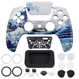 eXtremeRate LUNA Redesigned The Great Wave Front Shell Touchpad Compatible with ps5 Controller BDM-010/020/030/040, DIY Replacement Housing Custom Touch Pad Cover Compatible with ps5 Controller - GHPFT004