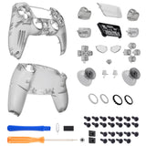 eXtremeRate Luna Redesigned Full Set Shells & Buttons for PS5 Controller BDM-030/040/050 - Clear Black - KQXPFM003