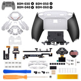 eXtremeRate SPARK Back Paddles Kit with OLED Display & Clicky Trigger Stops & Ergonomic Grips for PS5 Controller BDM-030/040/050/060 - Rubberized White & Black - MZNPFU005M3