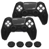 PlayVital 2 Set Futuristic CyberMech Design Silicone Case with Thumb Grips for PS5 Wireless Controller, Compatible with PS5 Official Charging Dock - Black - CHXPFP006