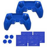 PlayVital 2 Set Futuristic CyberMech Design Silicone Case with Thumb Grips for PS5 Wireless Controller, Compatible with PS5 Official Charging Dock - Blue - CHXPFP008