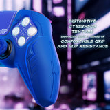 PlayVital 2 Set Futuristic CyberMech Design Silicone Case with Thumb Grips for PS5 Wireless Controller, Compatible with PS5 Official Charging Dock - Blue - CHXPFP008