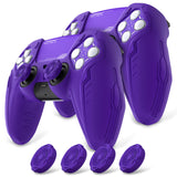 PlayVital 2 Set Futuristic CyberMech Design Silicone Case with Thumb Grips for PS5 Wireless Controller, Compatible with PS5 Official Charging Dock - Purple - CHXPFP010