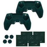 PlayVital 2 Set Futuristic CyberMech Design Silicone Case with Thumb Grips for PS5 Wireless Controller, Compatible with PS5 Official Charging Dock - Racing Green - CHXPFP009