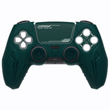 PlayVital 2 Set Futuristic CyberMech Design Silicone Case with Thumb Grips for PS5 Wireless Controller, Compatible with PS5 Official Charging Dock - Racing Green - CHXPFP009