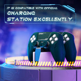 PlayVital 2 Set Futuristic CyberMech Design Silicone Case with Thumb Grips for PS5 Wireless Controller, Compatible with PS5 Official Charging Dock - Racing Green - CHXPFP009