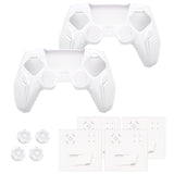 PlayVital 2 Set Futuristic CyberMech Design Silicone Case with Thumb Grips for PS5 Wireless Controller, Compatible with PS5 Official Charging Dock - White - CHXPFP007