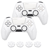 PlayVital 2 Set Futuristic CyberMech Design Silicone Case with Thumb Grips for PS5 Wireless Controller, Compatible with PS5 Official Charging Dock - White - CHXPFP007