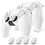 PlayVital 2 Set Futuristic CyberMech Design Silicone Case with Thumb Grips for PS5 Wireless Controller, Compatible with PS5 Official Charging Dock - White - CHXPFP007