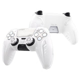 PlayVital 2 Set Futuristic CyberMech Design Silicone Case with Thumb Grips for PS5 Wireless Controller, Compatible with PS5 Official Charging Dock - White - CHXPFP007