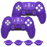 PlayVital 2 Set Runes Edition Silicone Cover Skin for PS5 Controller with Thumb Grips & Touchpad Skin & D-pad Area Sticker, Compatible with PS5 Charging Dock - Purple - FVEPFP007