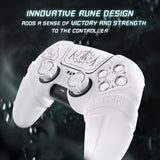 PlayVital 2 Set Runes Edition Silicone Cover Skin for PS5 Controller with Thumb Grips & Touchpad Skin & D-pad Area Sticker, Compatible with PS5 Charging Dock - White - FVEPFP006