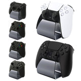 PlayVital 2 Set Stand-AL Game Controller Stand for ps5, for ps4, Aluminium Metal Display Gamepad Holder for Xbox Series X/S, Xbox One, Switch Pro, Universal Desktop Controller Supporter - Gray - FQZPFC006