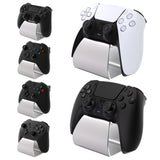 PlayVital 2 Set Stand-AL Game Controller Stand for ps5, for ps4, Aluminium Metal Display Gamepad Holder for Xbox Series X/S, Xbox One, Switch Pro, Universal Desktop Controller Supporter - Silver - FQZPFC005