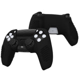 PlayVital 2 Set Upgraded 3D Studded Edition Black Silicone Cover Skin for PS5 Controller with 6 Thumb Grips & 2 Stickers, Anti-Slip Shockproof Controller Grip Case - Compatible with Charging Dock - TVAPFP007