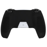 PlayVital 2 Set Upgraded 3D Studded Edition Black Silicone Cover Skin for PS5 Controller with 6 Thumb Grips & 2 Stickers, Anti-Slip Shockproof Controller Grip Case - Compatible with Charging Dock - TVAPFP007