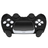 PlayVital 2 Set Upgraded 3D Studded Edition Black Silicone Cover Skin for PS5 Controller with 6 Thumb Grips & 2 Stickers, Anti-Slip Shockproof Controller Grip Case - Compatible with Charging Dock - TVAPFP007