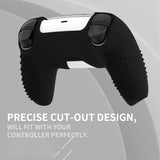 PlayVital 2 Set Upgraded 3D Studded Edition Black Silicone Cover Skin for PS5 Controller with 6 Thumb Grips & 2 Stickers, Anti-Slip Shockproof Controller Grip Case - Compatible with Charging Dock - TVAPFP007