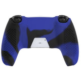 PlayVital Upgraded 3D Studded Edition Blue & Black Silicone Cover Skin for PS5 Controller with 6 Thumb Grips & 2 Stickers, Anti-Slip Shockproof Controller Grip Case - Compatible with Charging Dock - TVAPFP004