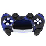 PlayVital 2 Set Upgraded 3D Studded Edition Blue & Black Silicone Cover Skin for PS5 Controller with 6 Thumb Grips & 2 Stickers, Anti-Slip Shockproof Controller Grip Case - Compatible with Charging Dock - TVAPFP010