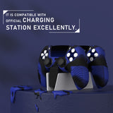 PlayVital 2 Set Upgraded 3D Studded Edition Blue & Black Silicone Cover Skin for PS5 Controller with 6 Thumb Grips & 2 Stickers, Anti-Slip Shockproof Controller Grip Case - Compatible with Charging Dock - TVAPFP010