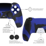 PlayVital 2 Set Upgraded 3D Studded Edition Blue & Black Silicone Cover Skin for PS5 Controller with 6 Thumb Grips & 2 Stickers, Anti-Slip Shockproof Controller Grip Case - Compatible with Charging Dock - TVAPFP010