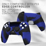 PlayVital 2 Set Upgraded 3D Studded Edition Blue & Black Silicone Cover Skin for PS5 Controller with 6 Thumb Grips & 2 Stickers, Anti-Slip Shockproof Controller Grip Case - Compatible with Charging Dock - TVAPFP010