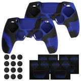 PlayVital 2 Set Upgraded 3D Studded Edition Blue & Black Silicone Cover Skin for PS5 Controller with 6 Thumb Grips & 2 Stickers, Anti-Slip Shockproof Controller Grip Case - Compatible with Charging Dock - TVAPFP010